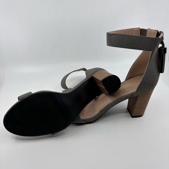 Allegra K Gray Strappy Block Heels WMN 11 Tassel Zip Ankle Strap Open Toe Sandal - Picture 5 of 8